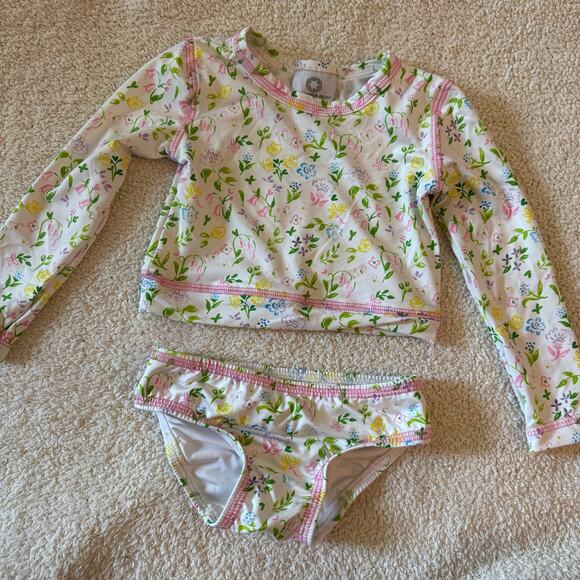 THE PROPER PEONY Floral Rashguard Two Piece Little Girls Set Size 3T summer